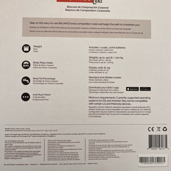 Coach Care BALANCE Body Composition Scale - New! - Picture 2 of 2